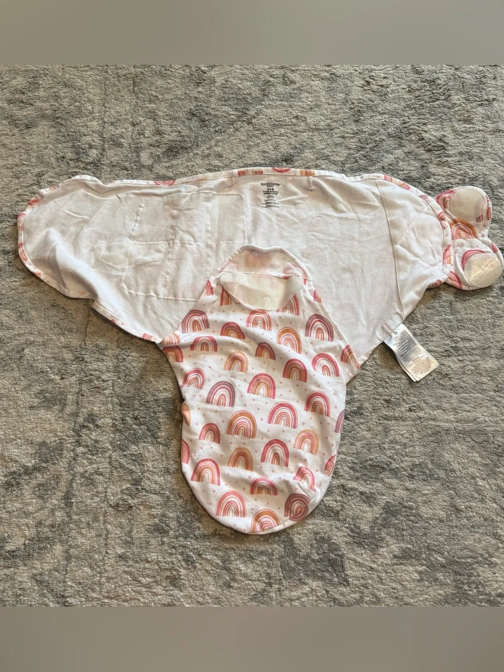 SwaddleMe Ingenuity Swaddle Set 0-3M Pink Hearts Rainbow Cotton Lot of 2